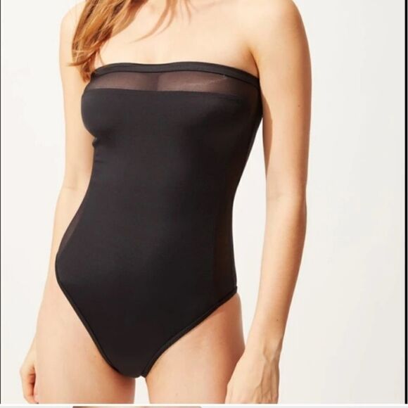 Solid & Stripe Blk Madeline Mesh Bandeau one-piece - Picture 6 of 15